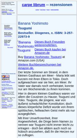 Vorschau der mobilen Webseite rezensionen.literaturwelt.de, Banana Yoshimoto: Tsugumi