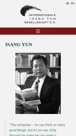 Vorschau der mobilen Webseite www.yun-gesellschaft.de, Internationale Isang Yun Gesellschaft e.V.