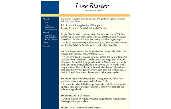 Vorschau von www.lose-blaetter.de, Ich bin ein Schmuggler der Philosophie