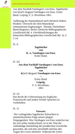 Vorschau der mobilen Webseite www.lesefrucht.de, Textspeicher Karl August Varnhagen