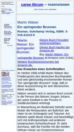 Vorschau der mobilen Webseite rezensionen.literaturwelt.de, Martin Walser: Ein springender Brunnen