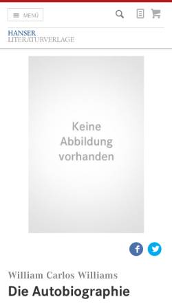 Vorschau der mobilen Webseite www.hanser-literaturverlage.de, W. Williams: Die Autobiographie