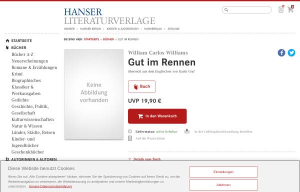 Vorschau von www.hanser-literaturverlage.de, W. Williams: Gut im Rennen