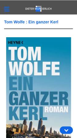 Vorschau der mobilen Webseite www.dieterwunderlich.de, Tom Wolfe: Ein ganzer Kerl