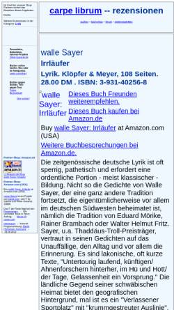 Vorschau der mobilen Webseite rezensionen.literaturwelt.de, Walle Sayer: Irrläufer