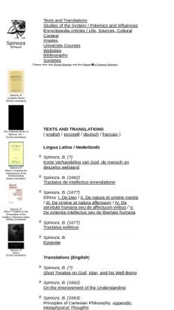 Vorschau der mobilen Webseite bdsweb.tripod.com, Benedict de Spinoza und Spinozismus