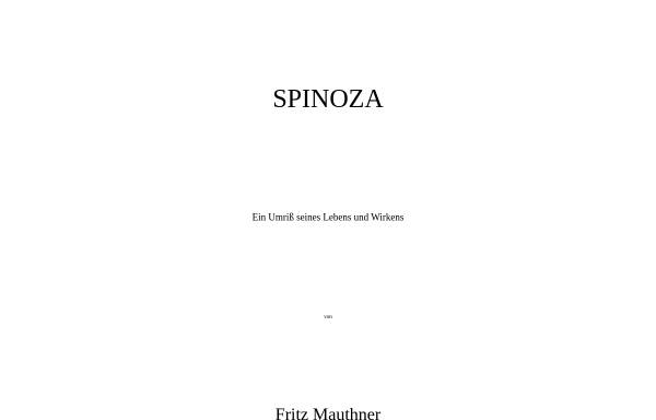 Vorschau von www.philosophiebuch.de, Spinoza - Ein Umriß seines Lebens und Wirkens