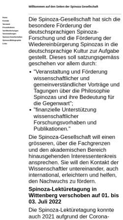 Vorschau der mobilen Webseite www.spinoza-gesellschaft.de, Spinoza Gesellschaft e.V.