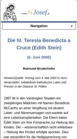 Vorschau der mobilen Webseite www.stjosef.at, Edith Stein [Bruderhofer, P. Raimund]