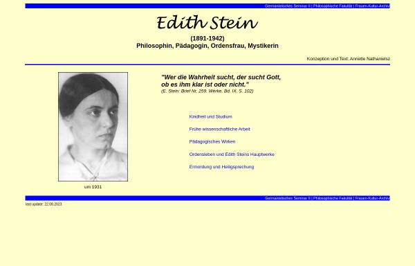 Edith Stein: Philosophin, Pädagogin, Ordensfrau, Mystikerin