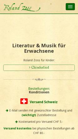 Vorschau der mobilen Webseite rolandzoss.com, Moderne Kinderbücher und Kindermusik