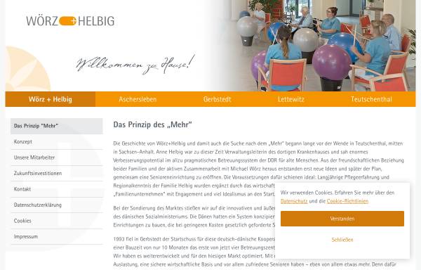 Vorschau von www.woerz-helbig.de, Die Seniorenheime/Pflegeheime in Aschersleben, Gerbstedt und Lettewitz von Wörz + Hellbig
