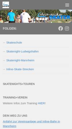 Vorschau der mobilen Webseite www.rhein-neckar-skating.de, Rhein Neckar Inline Skating