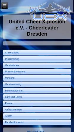 Vorschau der mobilen Webseite www.cheer-dresden.de, United Cheer X-plosion e.V.