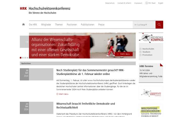 Vorschau von www.hrk.de, Hochschulrektorenkonferenz