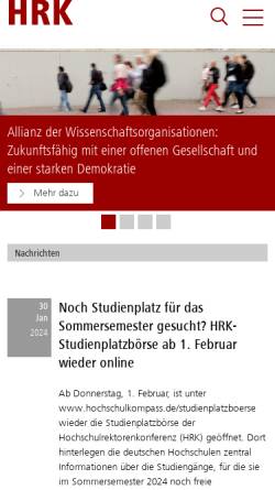 Vorschau der mobilen Webseite www.hrk.de, Hochschulrektorenkonferenz