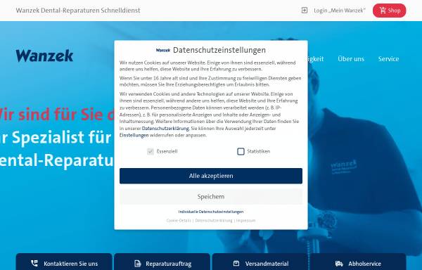 Vorschau von www.wanzek-dental.de, Dental-Reparaturen-Schnelldienst Wanzek GmbH