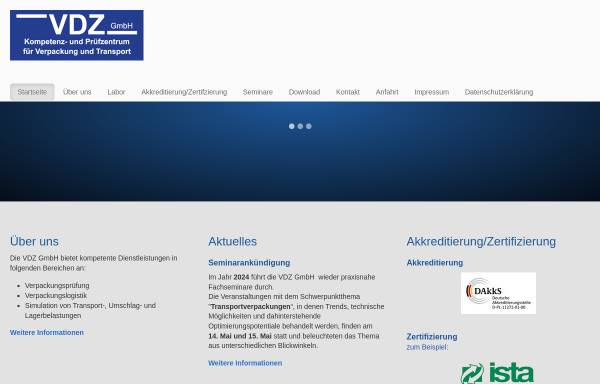 Vorschau von www.vdz-gmbh.de, VDZ GmbH - Dienstleistungen für Logistik und Verpackungstechnik