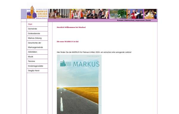 Vorschau von www.markus-gemeinde.de, Evangelischen Markus-Kirchengemeinde