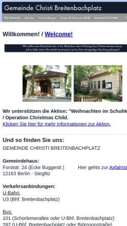 Vorschau der mobilen Webseite www.gemeinde-christi-berlin.de, Gemeinde Christi - Berlin
