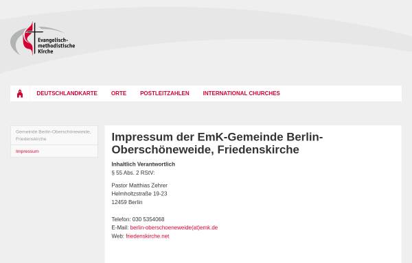 Vorschau von www.atlas.emk.de, Friedenskirche - Evangelisch-methodistische Kirche Berlin-Oberschöneweide
