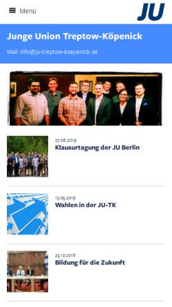 Vorschau der mobilen Webseite www.ju-treptow-koepenick.de, Junge Union Treptow-Köpenick