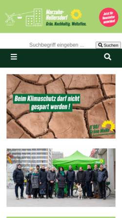 Vorschau der mobilen Webseite www.gruenemahe.de, Bündnis 90/Die Grünen Marzahn-Hellersdorf
