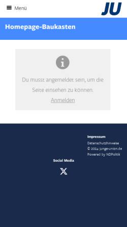 Vorschau der mobilen Webseite www.ju-wuhletal.de, Junge Union Wuhletal