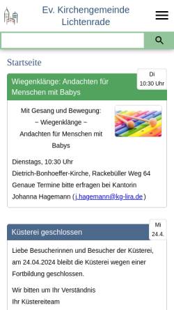 Vorschau der mobilen Webseite www.kirchengemeinde-lichtenrade.de, Evangelische Kirchengemeinde Lichtenrade