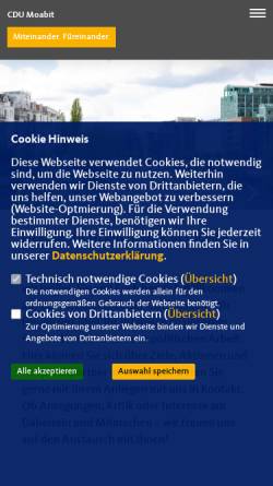 Vorschau der mobilen Webseite www.cdu-moabit.de, CDU Moabit
