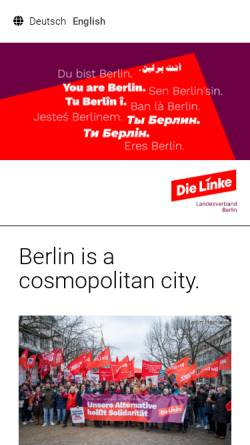 Vorschau der mobilen Webseite dielinke.berlin, Die Linke. Berlin-Mitte