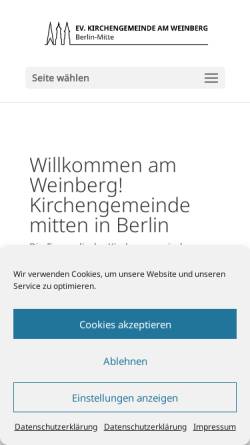 Vorschau der mobilen Webseite gemeinde-am-weinberg.de, Evangelische Sophiengemeinde