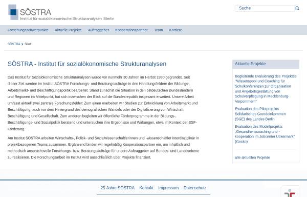 Vorschau von www.soestra.de, Söstra - Institut für Sozialökonomische Strukturanalysen