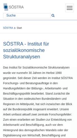 Vorschau der mobilen Webseite www.soestra.de, Söstra - Institut für Sozialökonomische Strukturanalysen