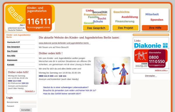 Vorschau von www.berliner-kjt.de, Kinder- und Jugendtelefon Berlin