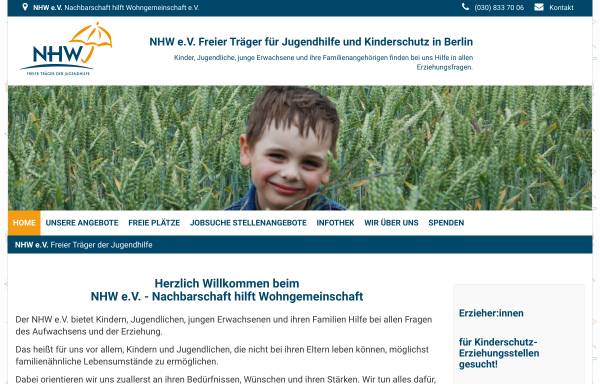 Vorschau von www.nhw-ev.de, NHW e.V. - Freier Träger der Jugendhilfe in Berlin
