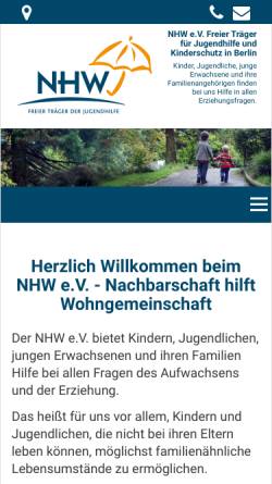 Vorschau der mobilen Webseite www.nhw-ev.de, NHW e.V. - Freier Träger der Jugendhilfe in Berlin