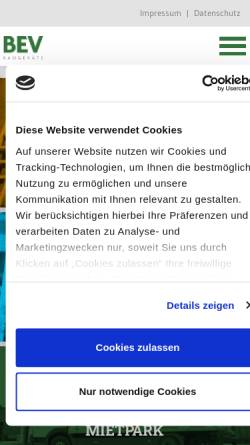 Vorschau der mobilen Webseite www.bev-mg.de, BEV GmbH