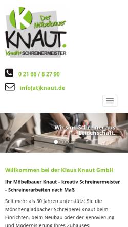 Vorschau der mobilen Webseite www.knaut.de, Schreinerei Klaus Knaut GmbH