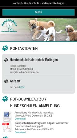 Vorschau der mobilen Webseite www.hundeschule-halstenbekrellingen.de, Hundeschule .com