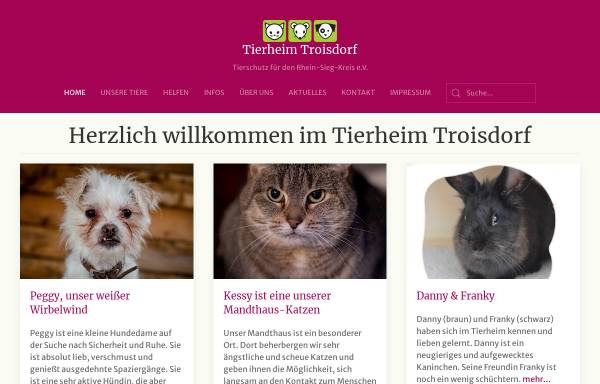 Vorschau von www.tierheim-troisdorf.de, Tierschutze für den Rhein-Sieg-Kreis e.V.