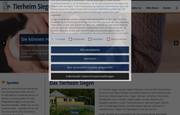 Vorschau von www.tierheim-siegen.de, Tierschutzverein für Siegen und Umgebung e.V.
