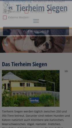 Vorschau der mobilen Webseite www.tierheim-siegen.de, Tierschutzverein für Siegen und Umgebung e.V.