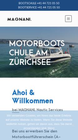 Vorschau der mobilen Webseite www.motorbootschule.ch, Motorbootschule Magnani