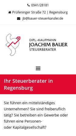 Vorschau der mobilen Webseite www.bauer-steuerkanzlei.de, Steuerkanzlei Joachim Bauer