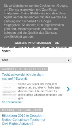 Vorschau der mobilen Webseite bavaria-for-ron-paul.blogspot.com, Ron Paul Revolution