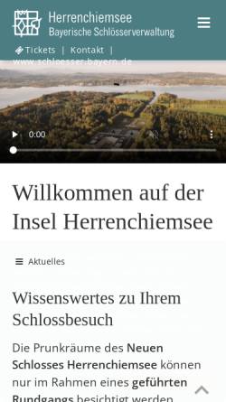 Vorschau der mobilen Webseite www.herren-chiemsee.de, Schloss- und Gartenverwaltung Herrenchiemsee