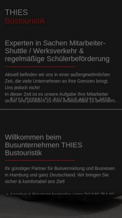 Vorschau der mobilen Webseite www.thiesreisen.de, Thies Bustouristik GmbH