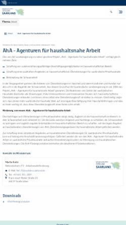 Vorschau der mobilen Webseite www.saarland.de, AhA Agenturen für haushaltsnahe Arbeit