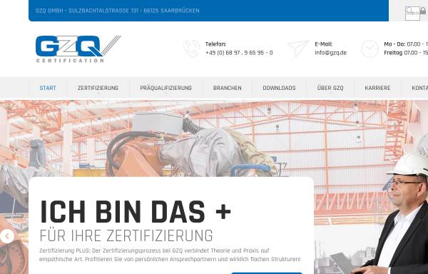 Vorschau von www.gzq.de, GZQ Gesellschaft zur Zertifizierung von Qualitäts- und Umweltmanagement-Systemen mbH